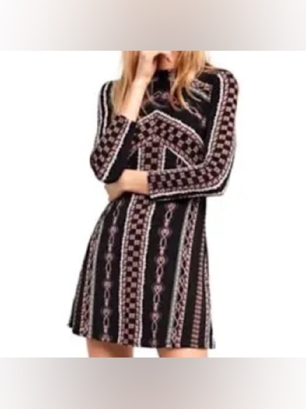 Free People Western / Equestrian Print Long Sleeve Mini Dress